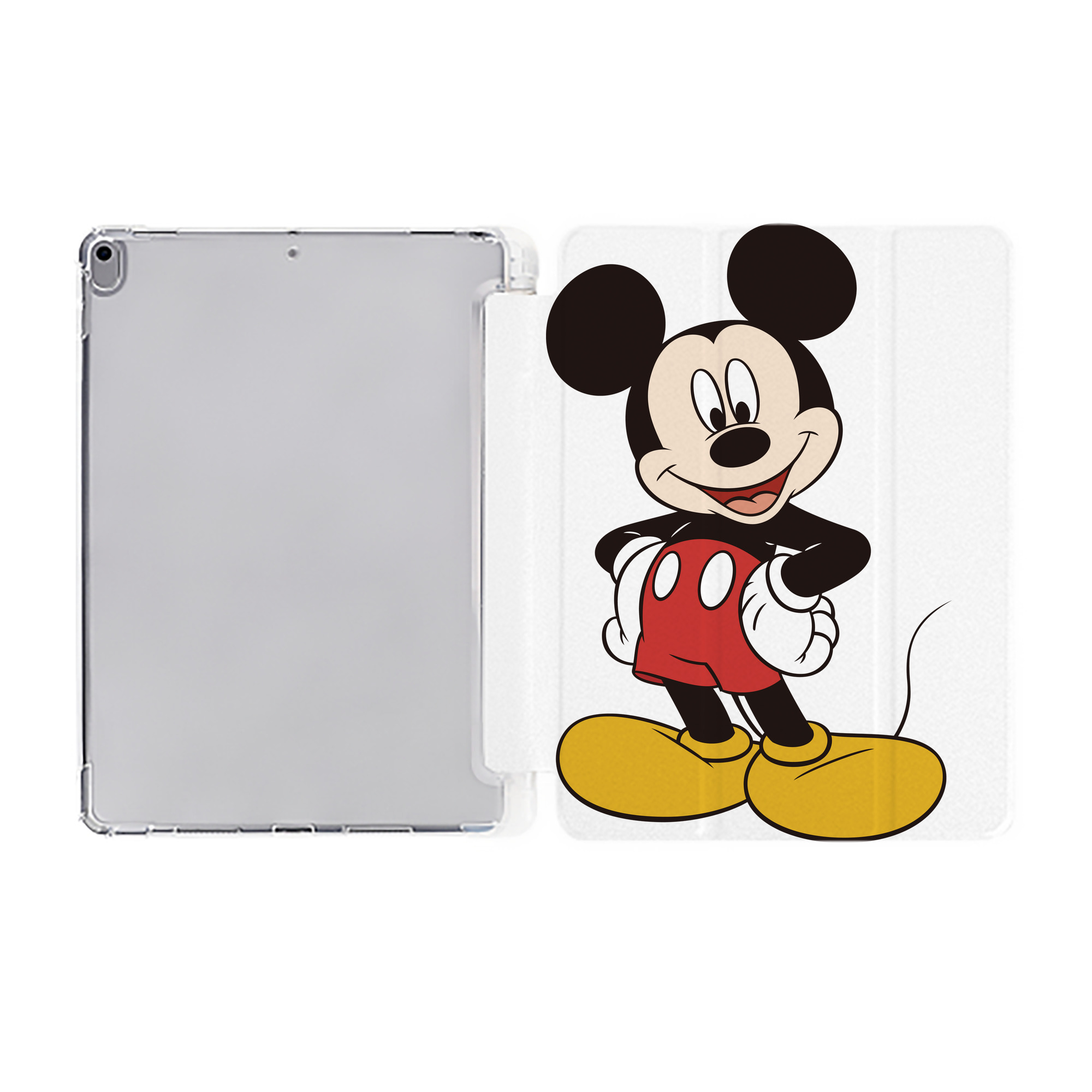（画像用） ミッキーマウス Mickey Mouse IPad ケース ペン収納付き 三つ折りスタンド PUレザー×シリコン 対応機種9.5/10.5/10.9インチ